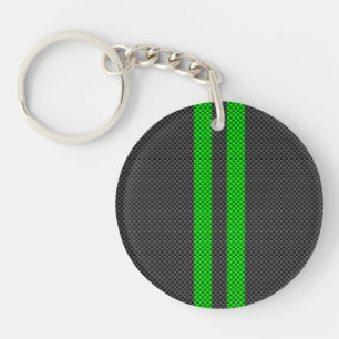 Porte-clefs Sporty Green Carbon Fiber Style Racing Stripes