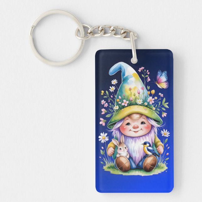 Porte-clefs Spring Gnome with Bunny and Bluebird (Devant)