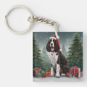 Porte-clefs Springer Spaniel Chien dans la neige Noël