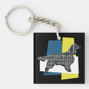Porte-clefs Springer Spaniel Chien Y&B Grille Tricolore