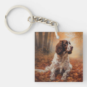 Porte-clefs Springer Spaniel dans les feuilles d'automne qui t