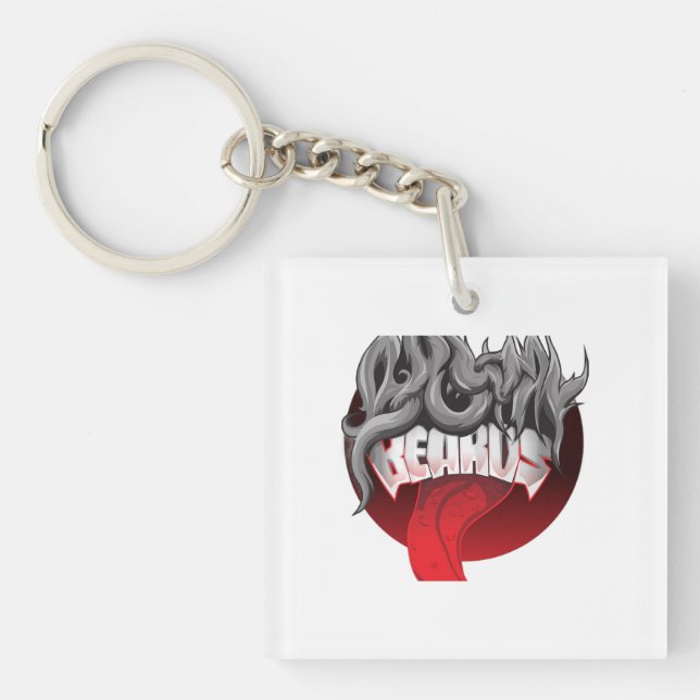 Porte-clefs Square keychain with a graphic of smoke (Devant)