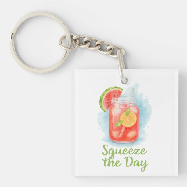 Porte-clefs Squeeze the Day - Rafraîchissant jus de fruits d'é (Devant)