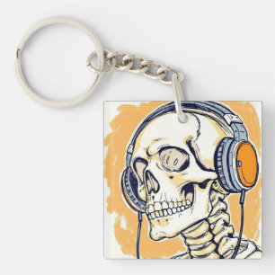 Porte-clefs Squelette avec casque audio