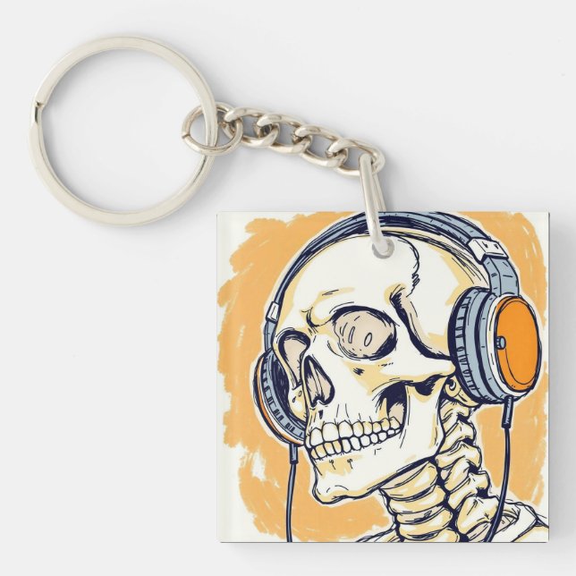 Porte-clefs Squelette avec casque audio (Devant)