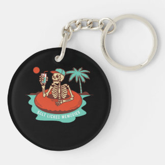 Porte-clefs Squelette avec un verre flottant sur un