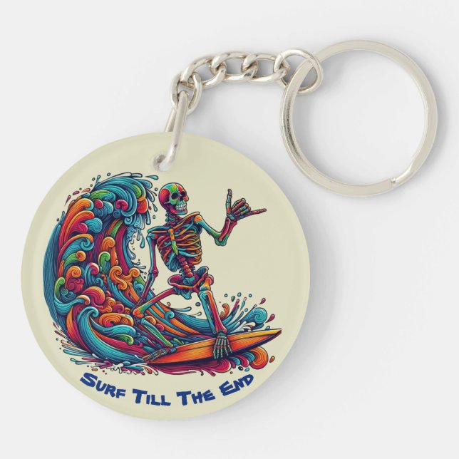 Porte-clefs Squelette coloré Surfer (Dos)