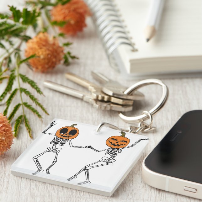 Porte-clefs Squelette dansant Halloween  (Devant Droit)