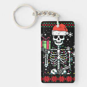 Porte-clefs Squelette de Noël Je Préfère Halloween Xmas Moche