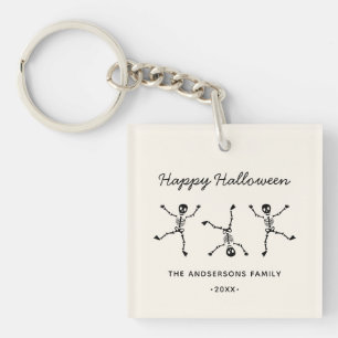 Porte-clefs Squelette dessiné à la main en noir et blanc Joyeu