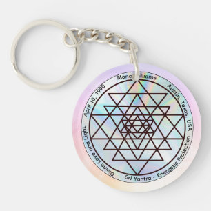 Porte-clefs Sri Yantra – Talisman de Protection Personnalisabl