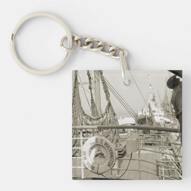 Porte-clefs SS Washington Luxury Liner Cruise Ship 1930's Deck (Devant)