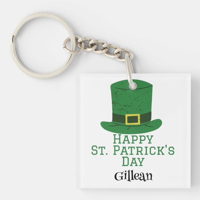 Porte-clefs St. Patrick's Day casquette vert irlandais Shamroc (Devant)