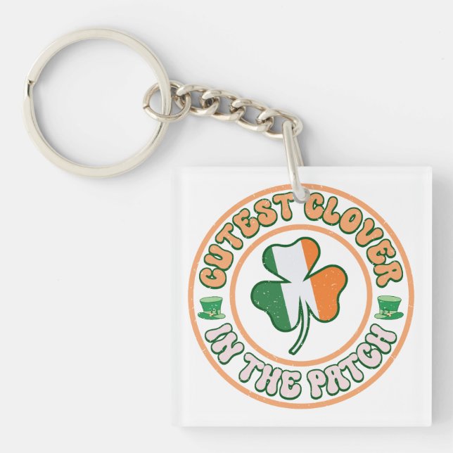Porte-clefs St. Patrick's Day Charm Cutest Clover dans le Patc (Devant)