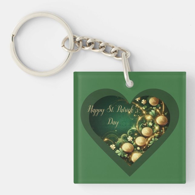 Porte-clefs St Patrick's Day Green and Gold Coins (Devant)