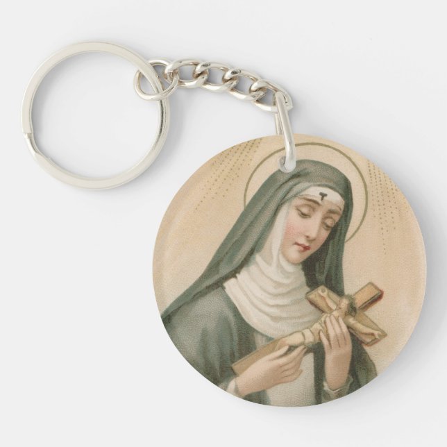 Porte-clefs St. Rita de Cascia (M 015) Acrylique circulaire (Devant)
