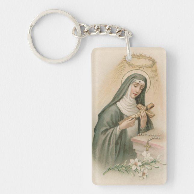 Porte-clefs St. Rita de Cascia (M 015) Acrylique rectangulaire (Devant)