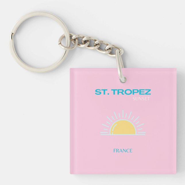 Porte-clefs St Tropez, France, Preppy, Rose (Devant)