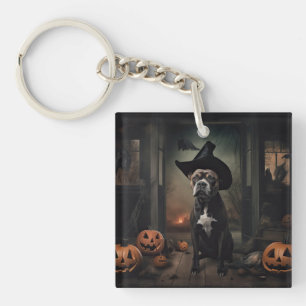 Porte-clefs Staffordshire Terrier Citrouilles Halloween effray