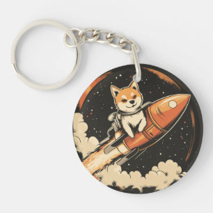 Porte-clefs Stanley Shiba Inu sur une bague à clé de fusée