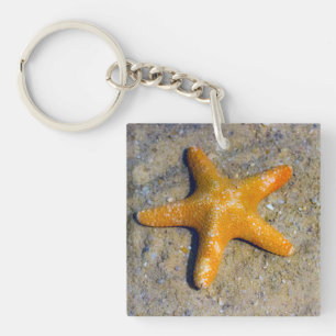Porte-clefs Starfish in the Sand Beach Thème Texte personnalis