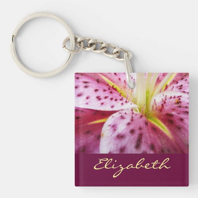 Porte-clefs Stargazer Lily brillant Magenta Floral (Devant)