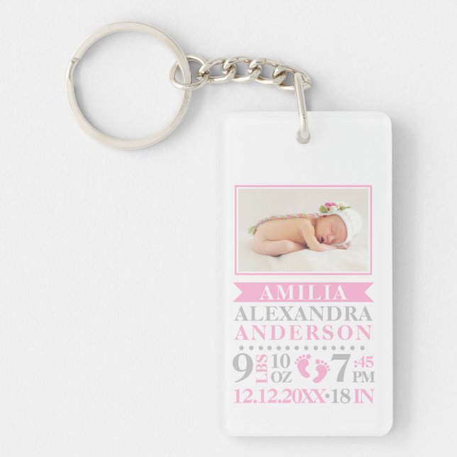 Porte-clefs Stat grise personnalisée de naissance de rose de (Devant)