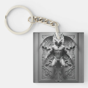 Porte-clefs statue de démon d'halloween