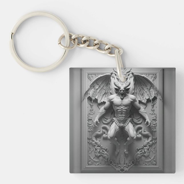 Porte-clefs statue de démon d'halloween (Devant)