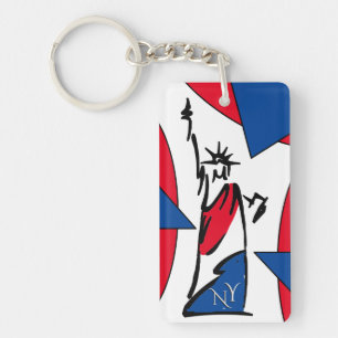 Porte-clefs Statue de la Liberté NY Rouge Blanc et Bleu