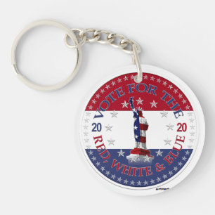 Porte-clefs Statue Vote Pour Le Rouge, Blanc et Bleu 2020