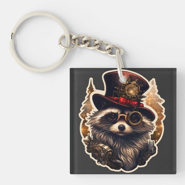 Porte-clefs Steampunk Christmas Raccoon (Devant)