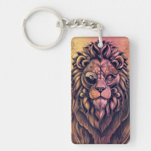 Porte-clefs Steampunk Couleur Gradient Lion Rustique