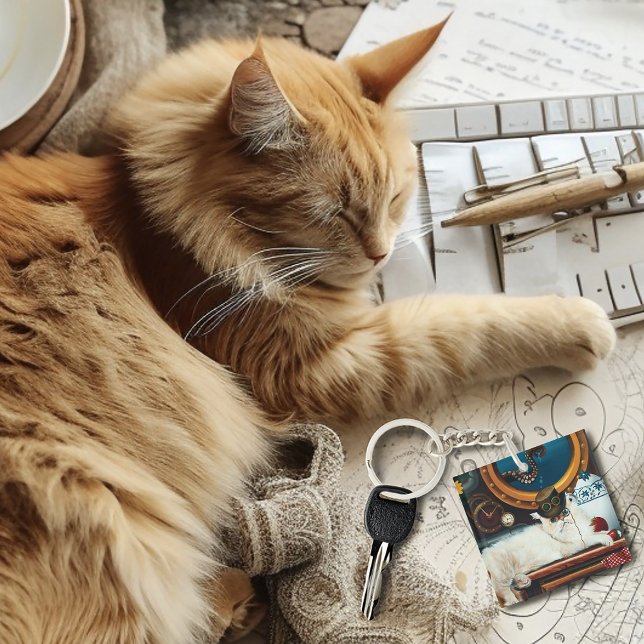 Porte-clefs Steampunk Thé de chat sous-marin (Créateur téléchargé)