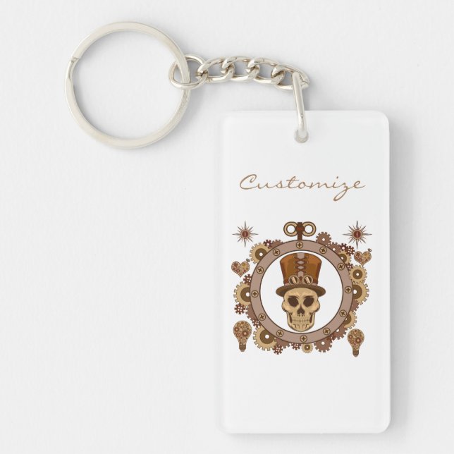 Porte-clefs Steampunk Thème Top Hat Skull Thunder_Cove (Devant)