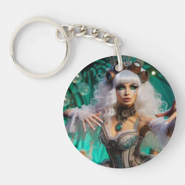 Porte-clefs Steampunk Victorian Futuristic Green Dancer (Devant)