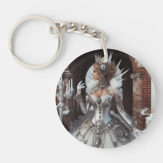 Porte-clefs Steampunk Victorian Industrial Winter Ice Queen (Devant)