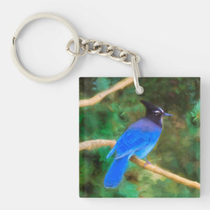 Porte-clefs Steller's Jay Painting - Art original pour oiseaux