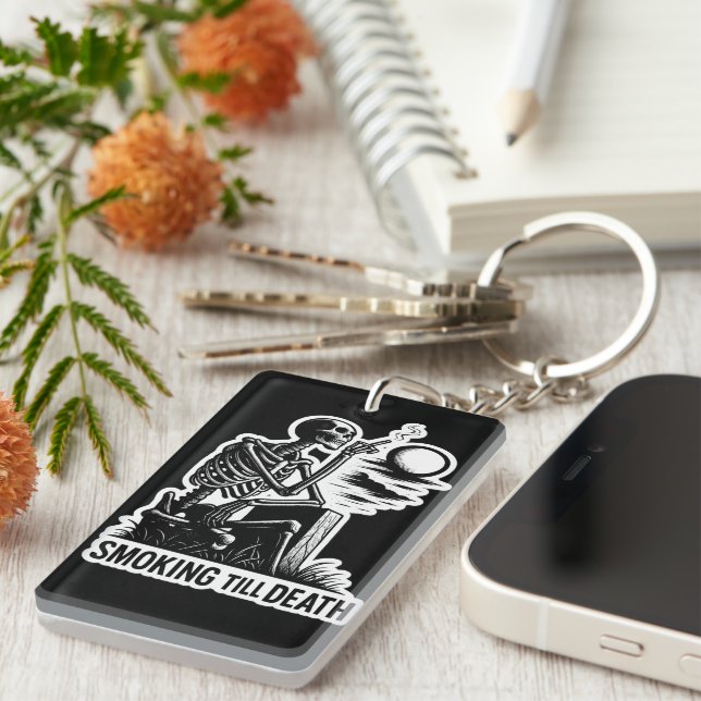 Porte-clefs Sticker en squelette - Art esthétique foncé (Devant droit)