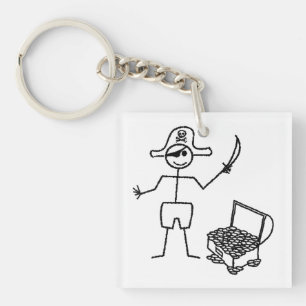 Porte-clefs Stickman Pirate Avec Poitrine Au Trésor