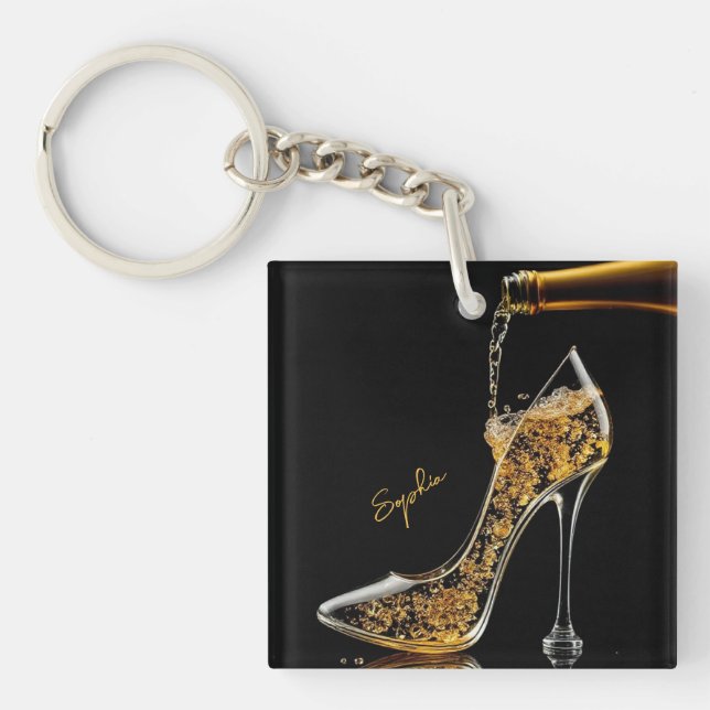 Porte-clefs Stiletto et vin mousseux talon haute (Devant)