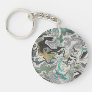 Porte-clefs Stone Marbling with Turquoise Veins Acrylic Circle