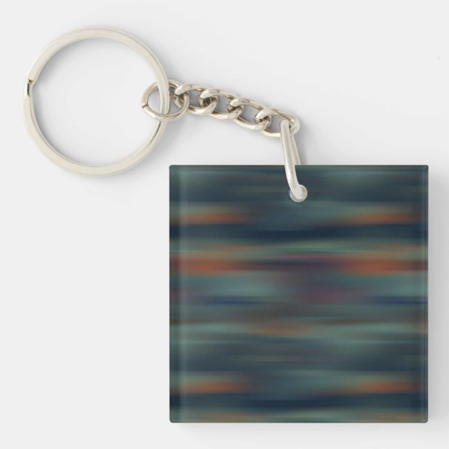 Porte-clefs stries abstraites sarcelle et rouge (Devant)