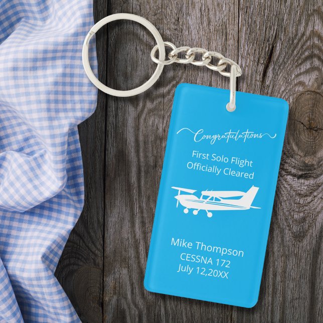 Porte-clefs Student Pilot First Solo Photo Personalized blue  (Créateur téléchargé)