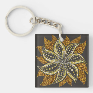 Porte-clefs Style Batik Floral Abstrait africain