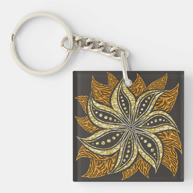 Porte-clefs Style Batik Floral Abstrait africain (Devant)