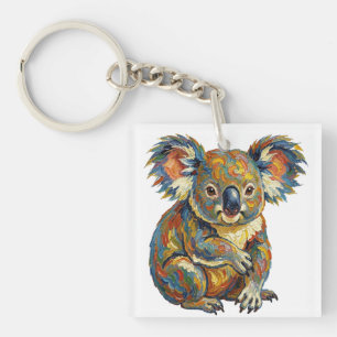 Porte-clefs Style de peinture à l'huile vibrant Koala Impasto