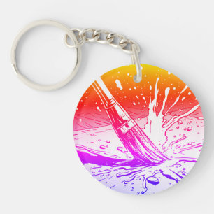 Porte-clefs Style de pinceau graphique coloré tache de peintur