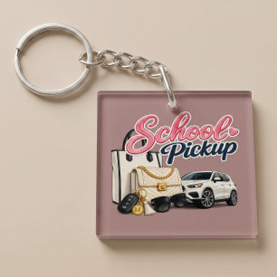 Porte-clefs Style de vie de maman occupée ramassage scolaire