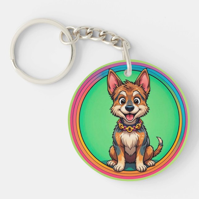 Porte-clefs 🌸 Style Fun Charmant et Coloré pour Chiots Heureu (Devant)